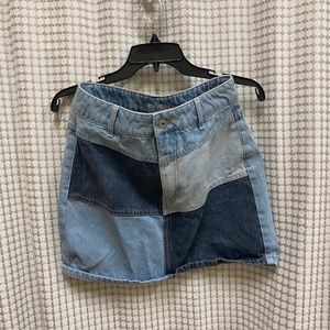Two tone denim skirt